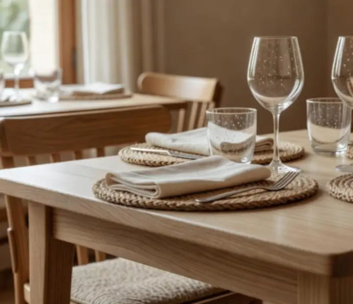 Casual dining table with rustic plates and greenery at belterhub24