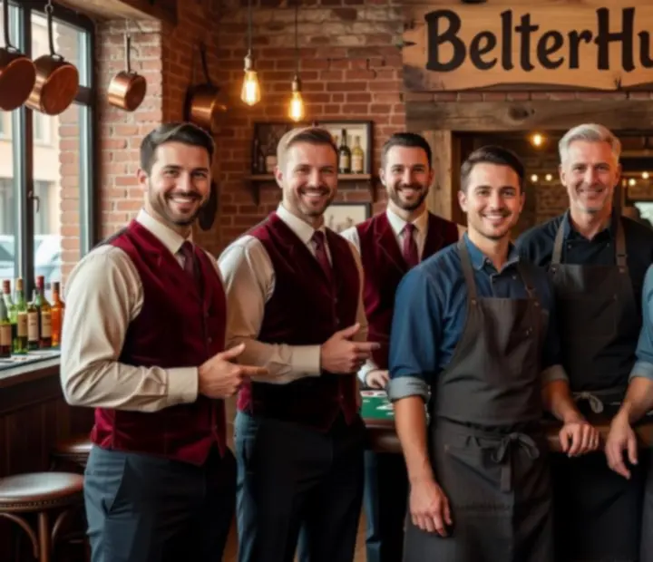 BelterHub24 team portrait with chefs, bartenders, and poker hosts